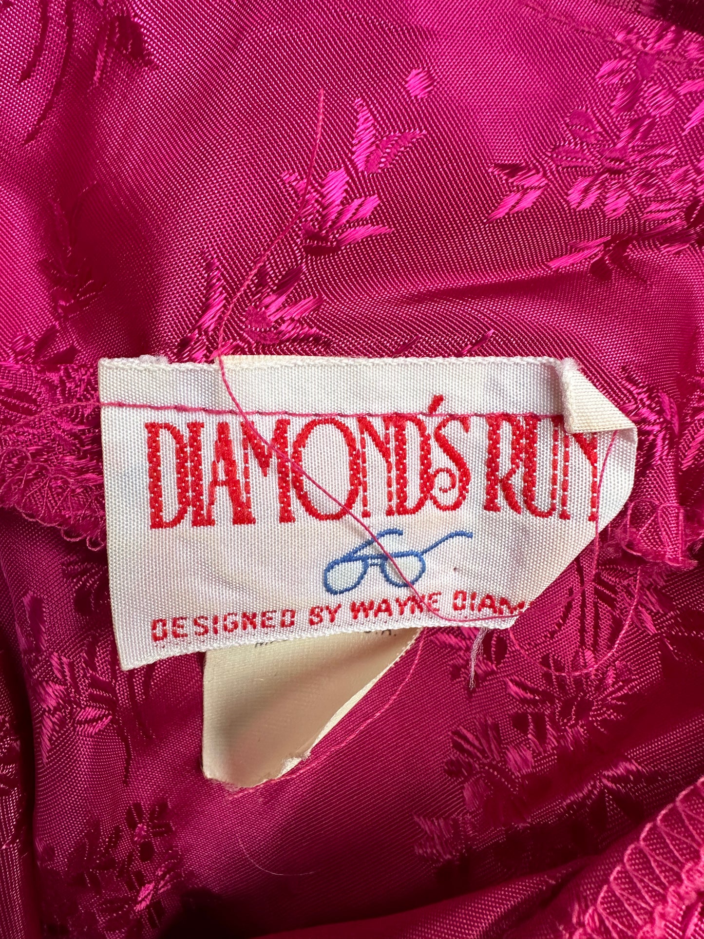 Diamond's Run Designed by Wayne hot pink dress.